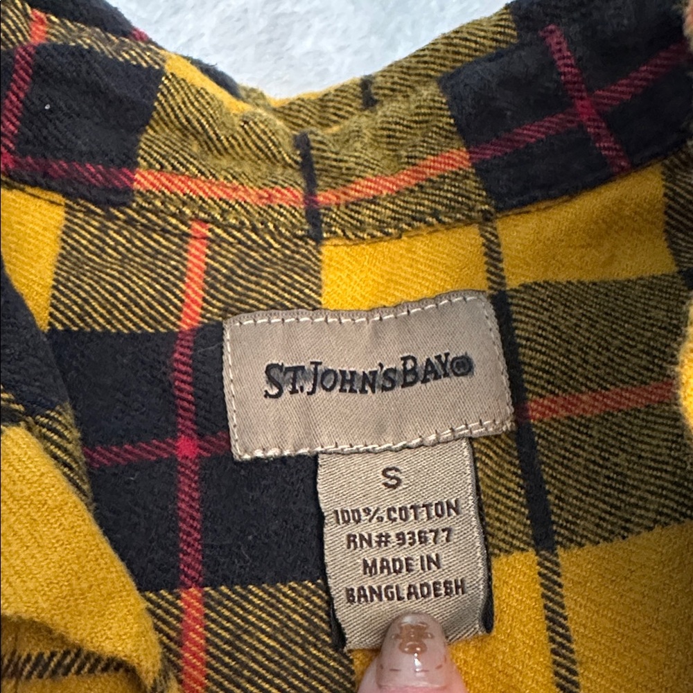 St. John's Bay Mustard and Black Plaid Women’s Shirt - Picture 2 of 4